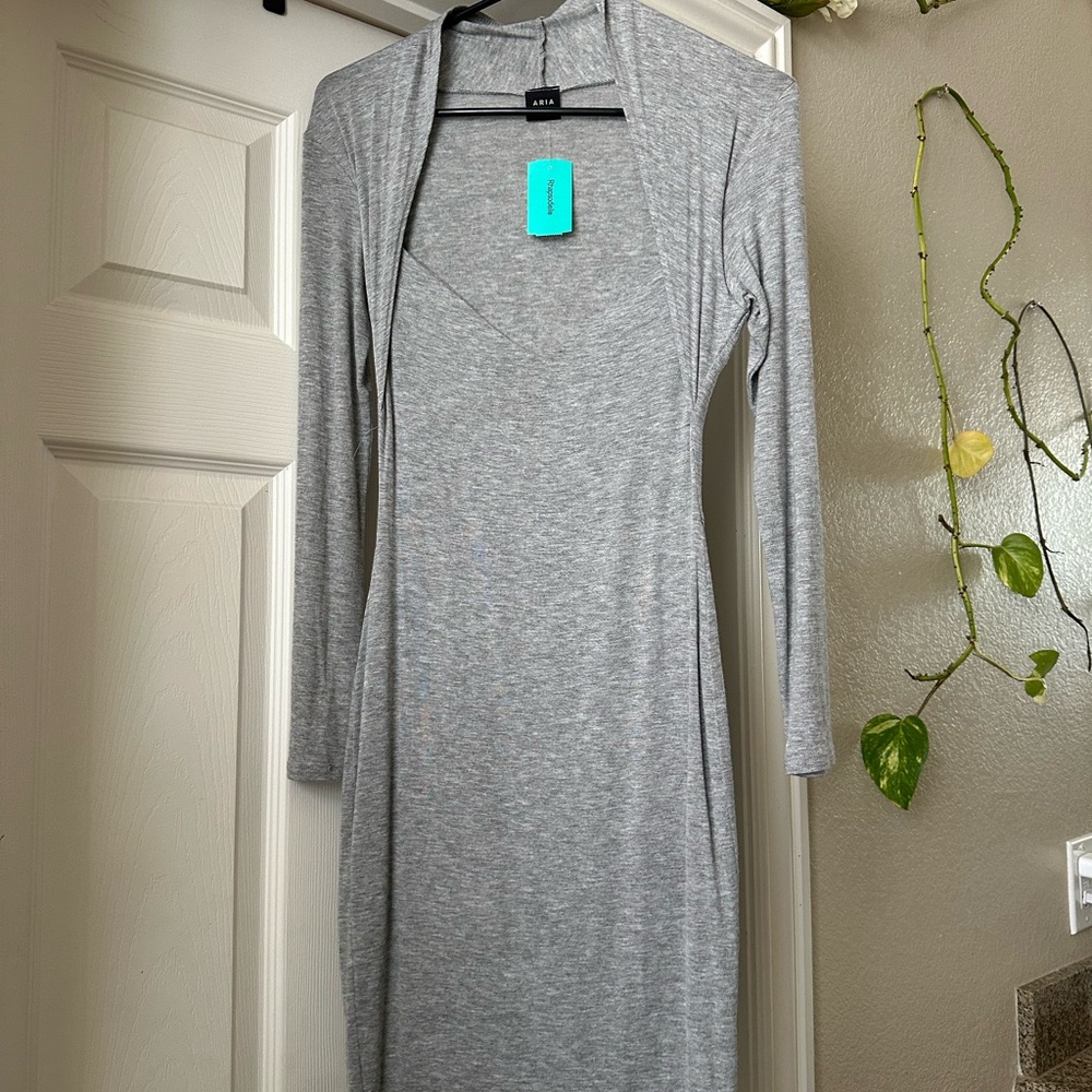 Gray Long Sleeve Dress